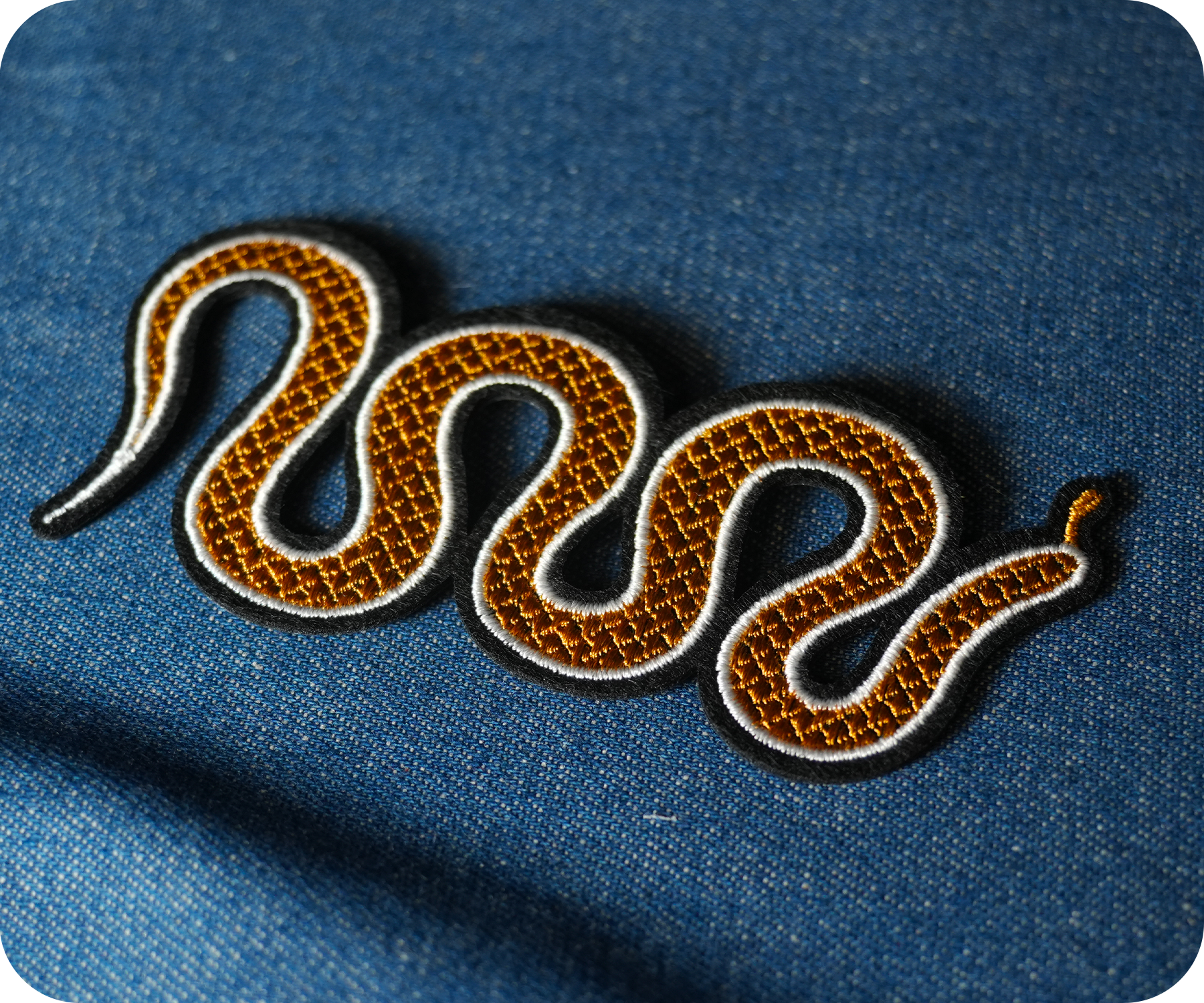 Yellow & Orange Slithering Snake Iron On Patch (10 x 4cm)