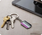 Progress Pride LGBTQI+ Flag Dog Tag Keyring | Metal Enamel