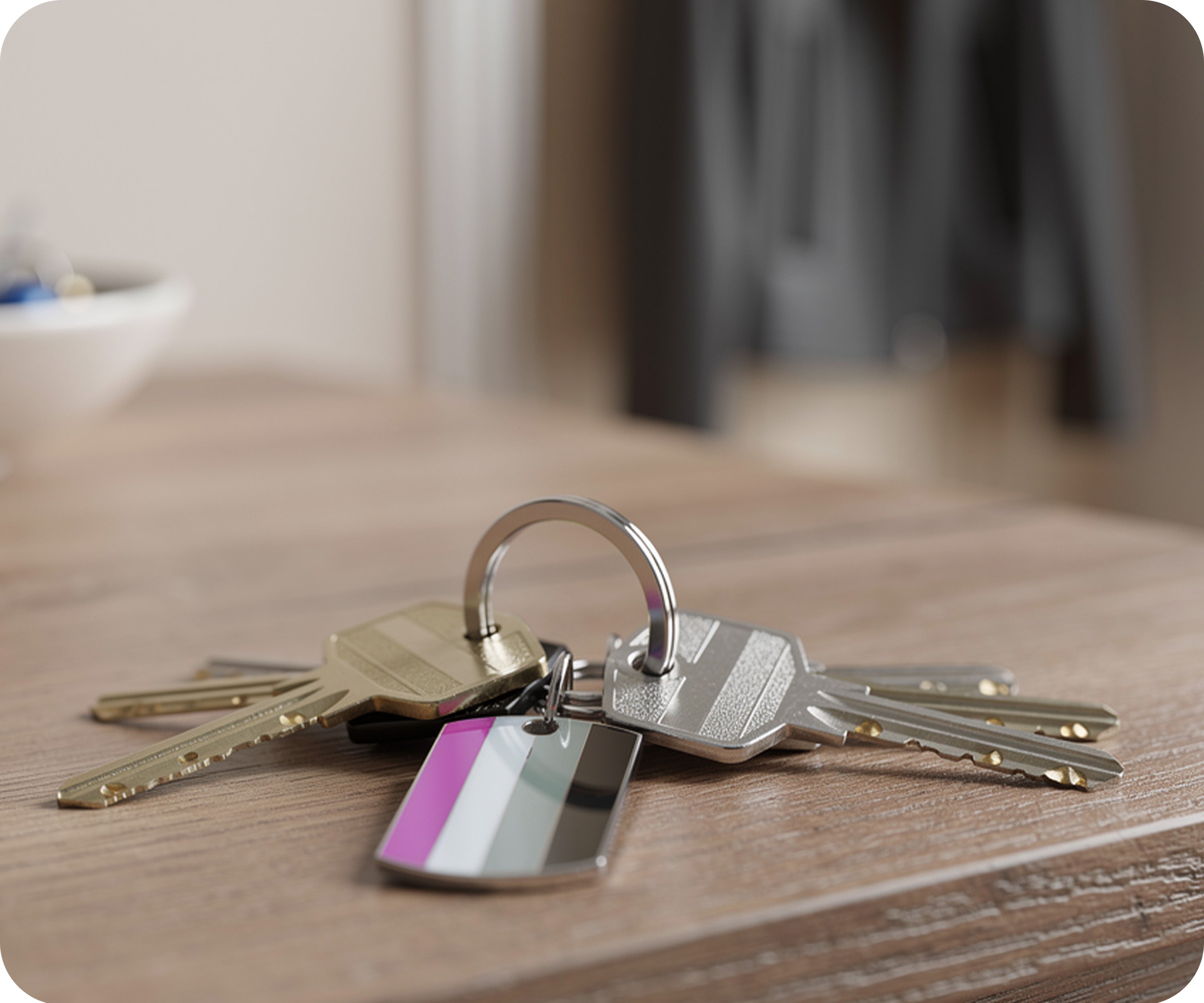Progress Pride LGBTQI+ Flag Dog Tag Keyring | Metal Enamel