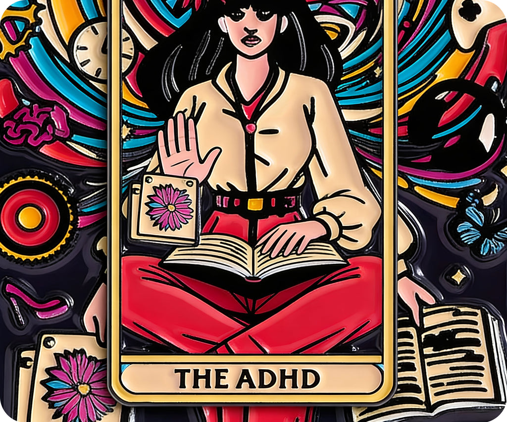The ADHD Tarot Fortune Card Pin Badge
