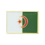 A rectangular pin badge featuring the flag of Algeria with a gold-colored border, a green field, a red star, and a white crescent moon. © Tigoli® 2026 All Rights Reserved Panda Loco Ltd 