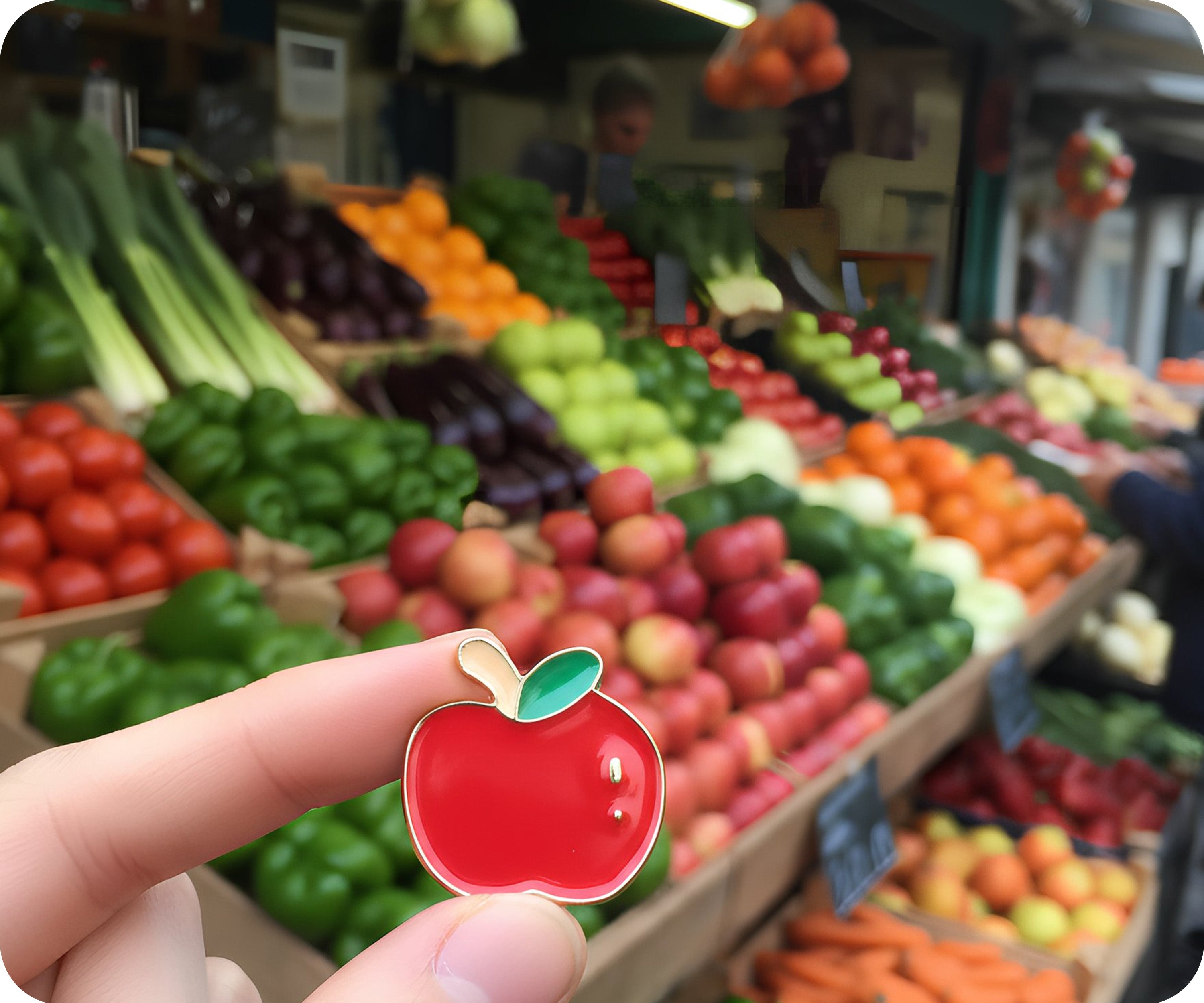 Red Apple Fruit Pin Badge