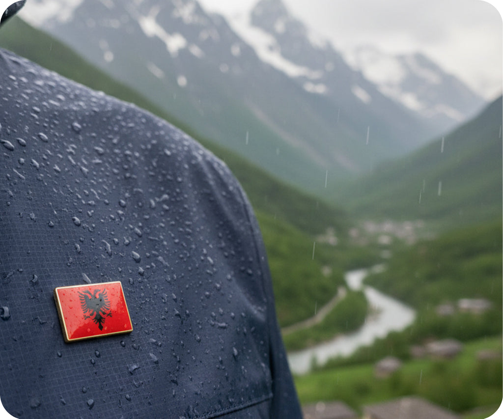 Albania Rectangle Flag Pin Badge