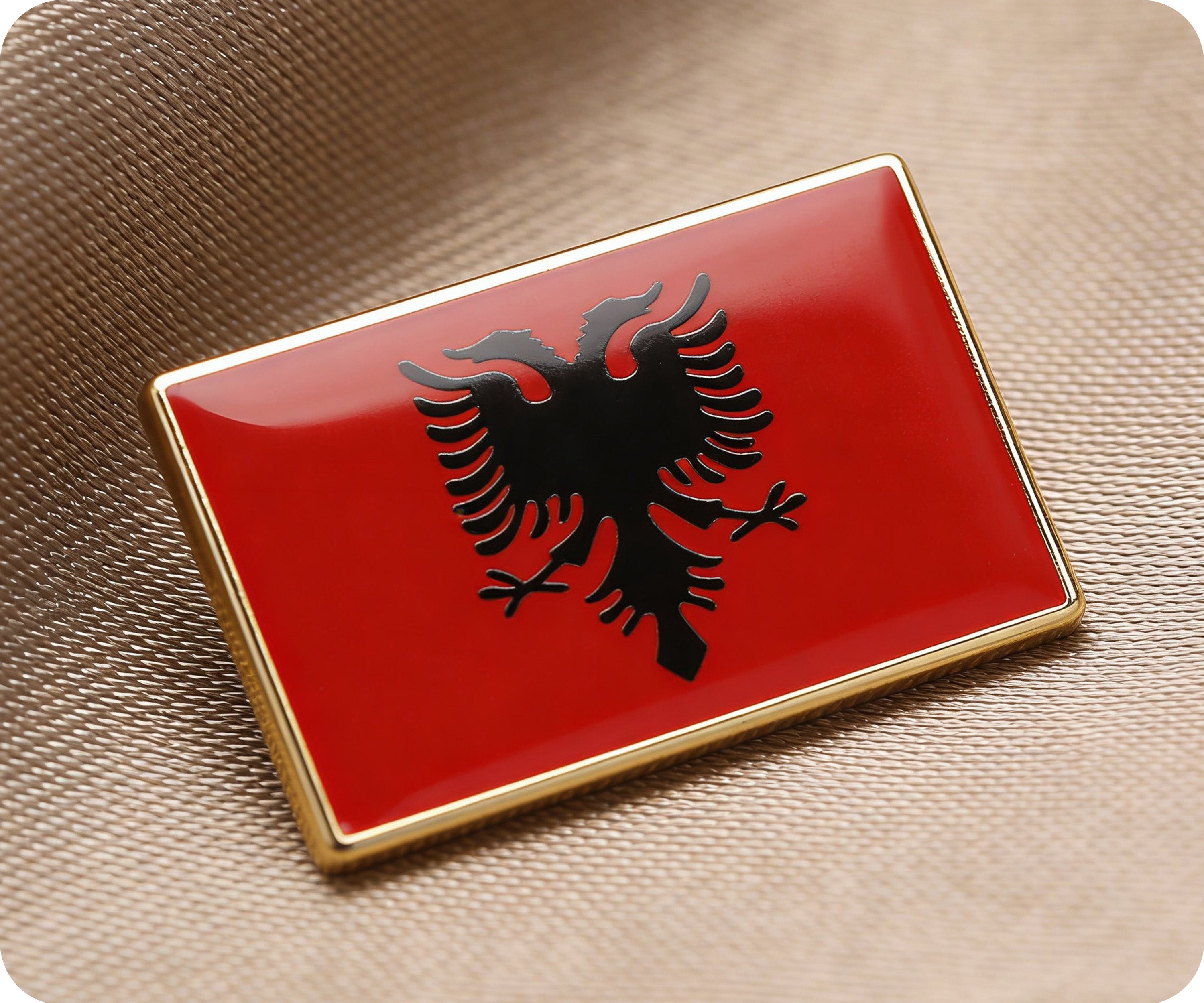 Albania Rectangle Flag Pin Badge