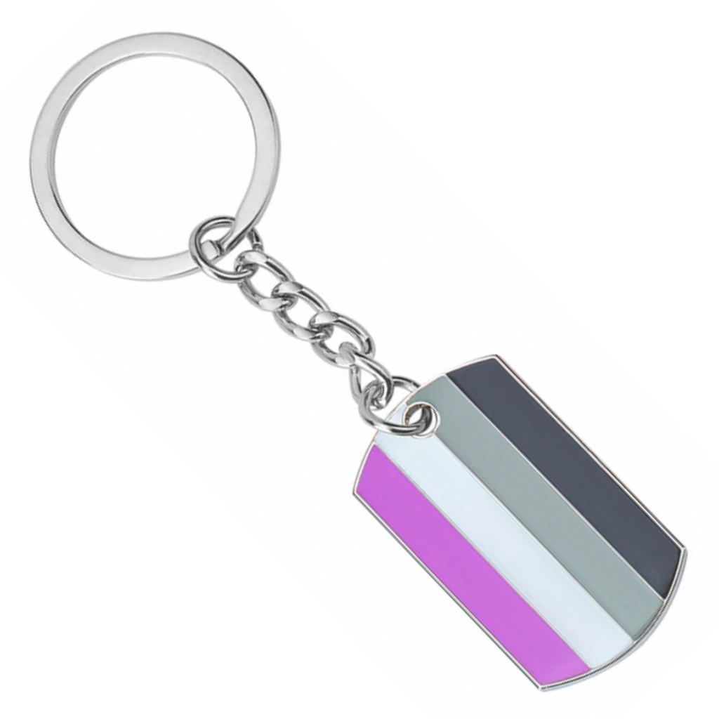 Progress Pride LGBTQI+ Flag Dog Tag Keyring | Metal Enamel