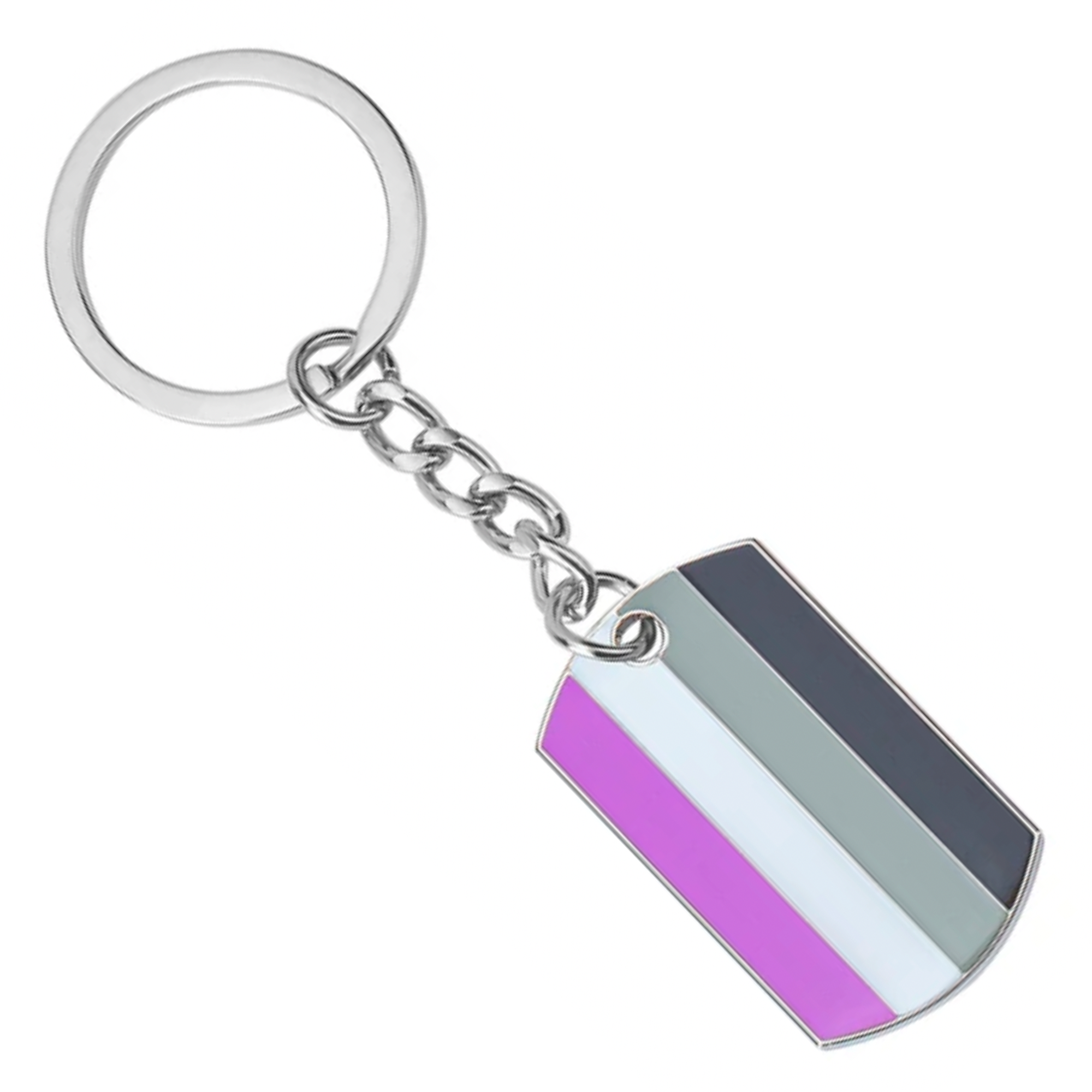 Progress Pride LGBTQI+ Flag Dog Tag Keyring | Metal Enamel