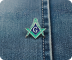 Masonic Silver & Light Green Blue Free Masons Compass Pin Badge