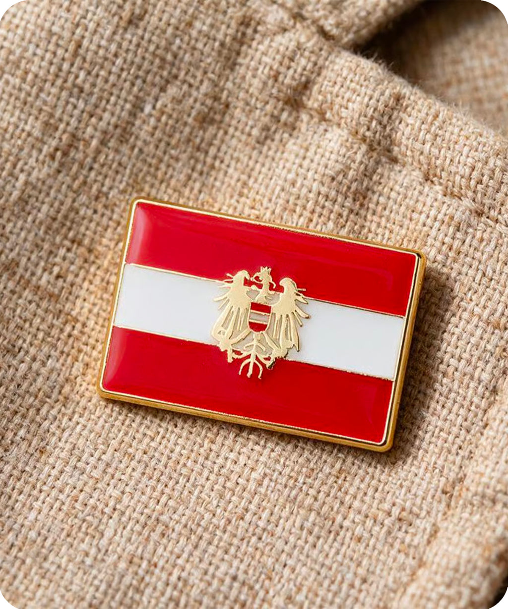 Austria Rectangle Flag Enamel Pin Badge