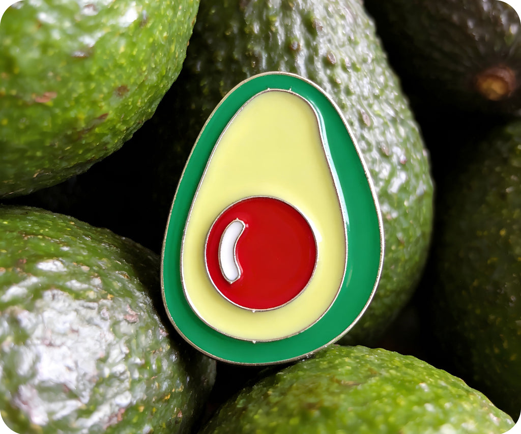 Avocado Half Stone Pin Badge
