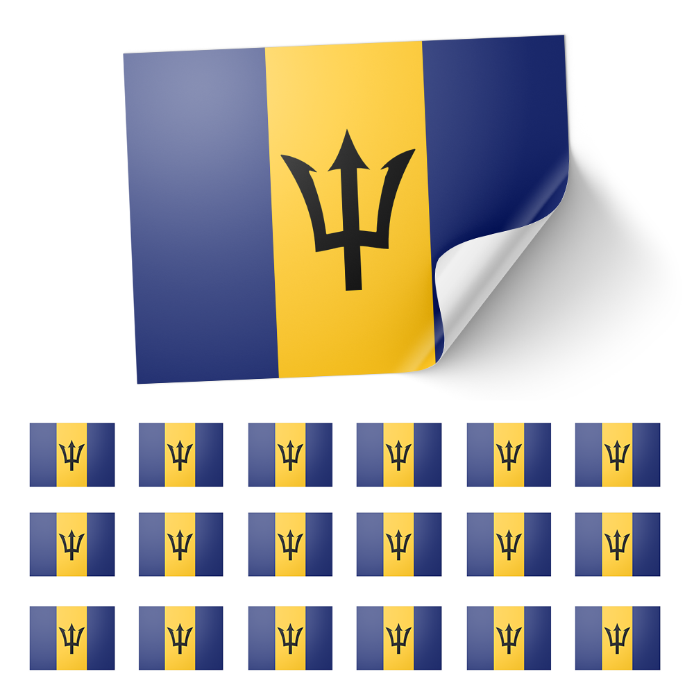 20 X Barbados Flag Stickers