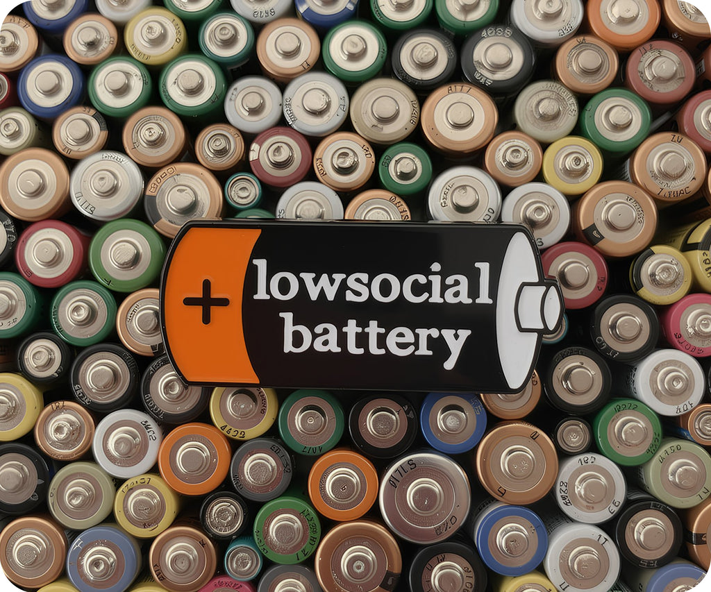 Low Social Battery Pin Badge