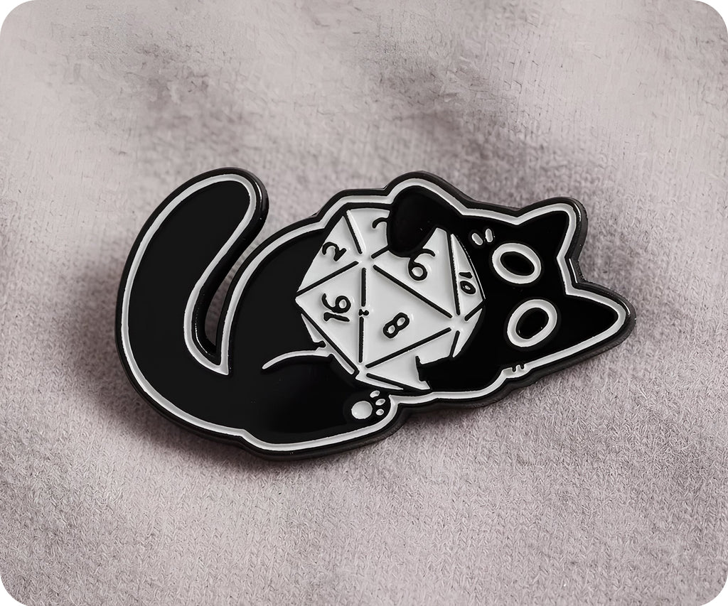 Diseño de gato negro jugador 3 - Pin de dado espiritual de fantasía