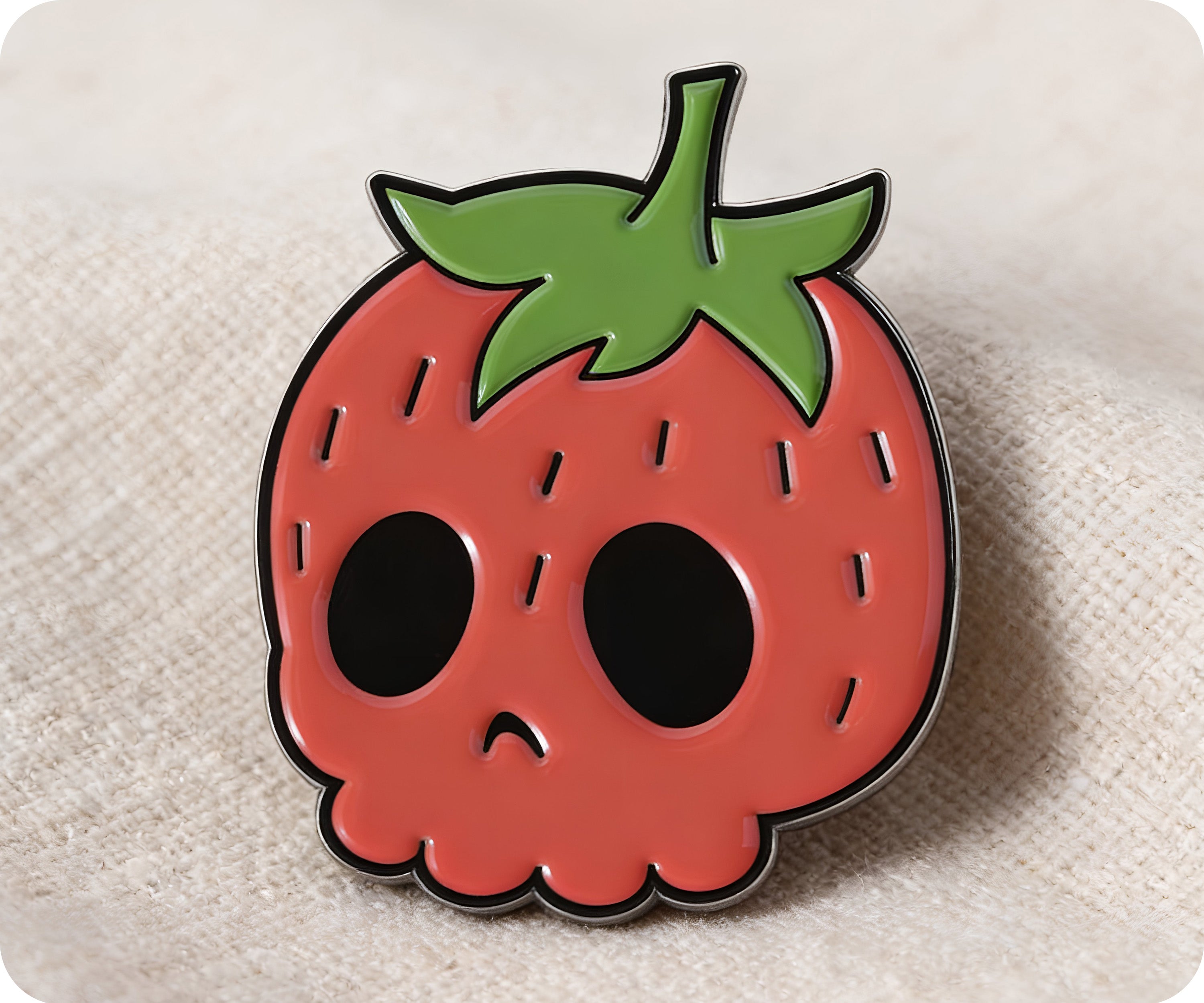 Strawberry Skull Fruit Pin Badge
