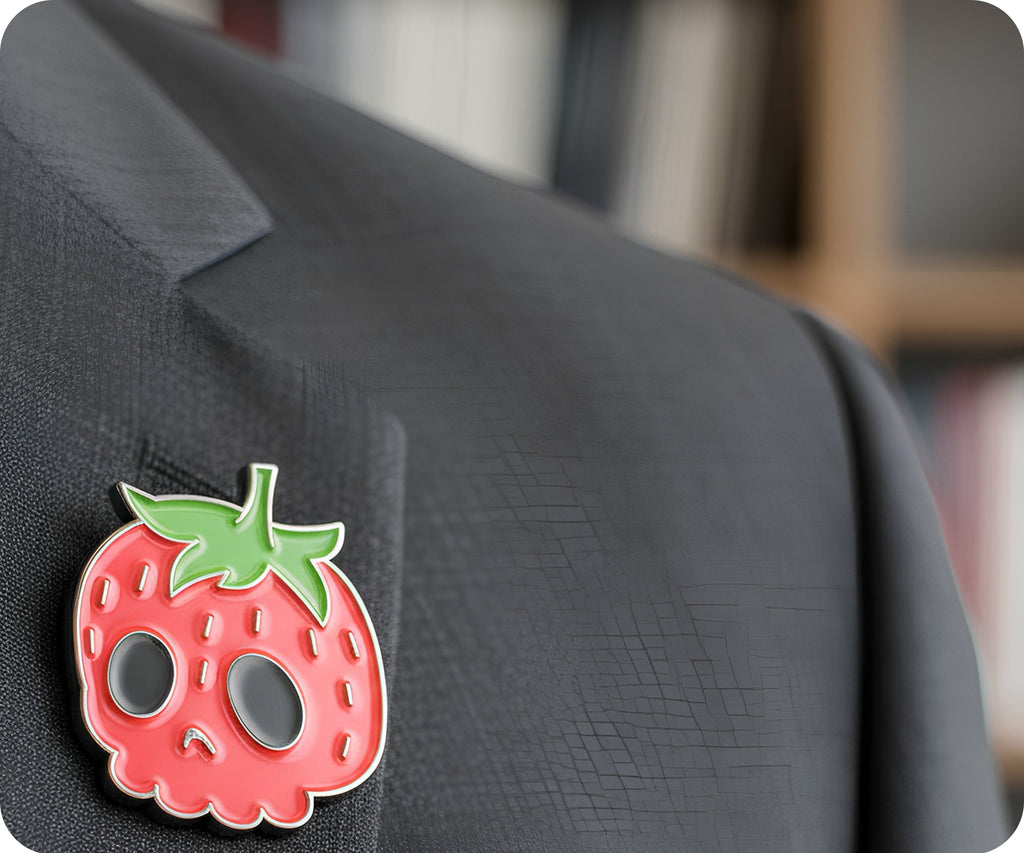 Strawberry Skull Fruit Pin Badge