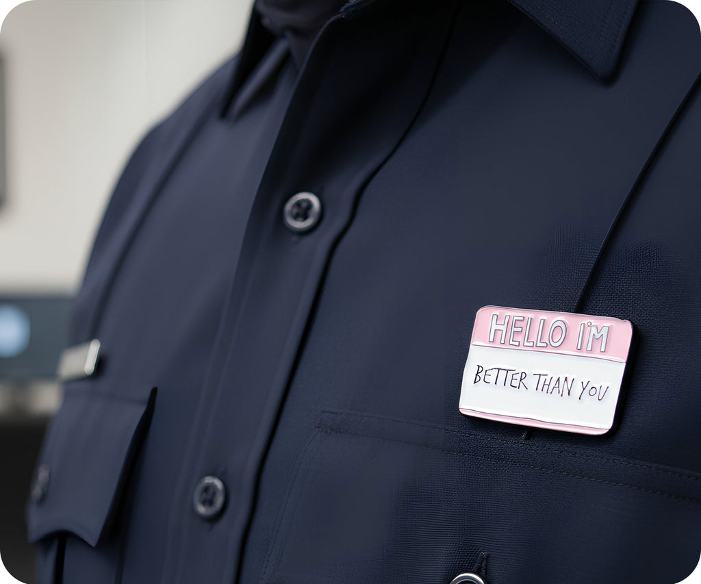 Hello, I'm Better Than You Pin Badge