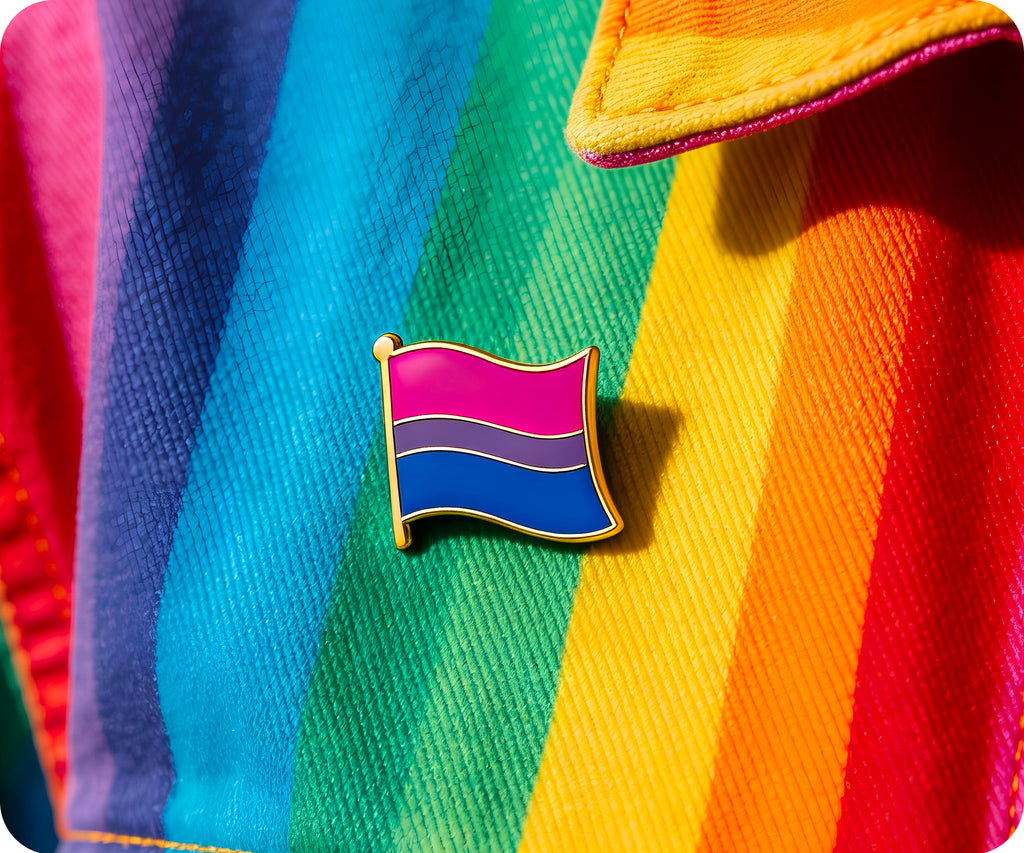 Pin con la bandera bisexual 