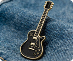 Black Electric Guitar Pin Badge