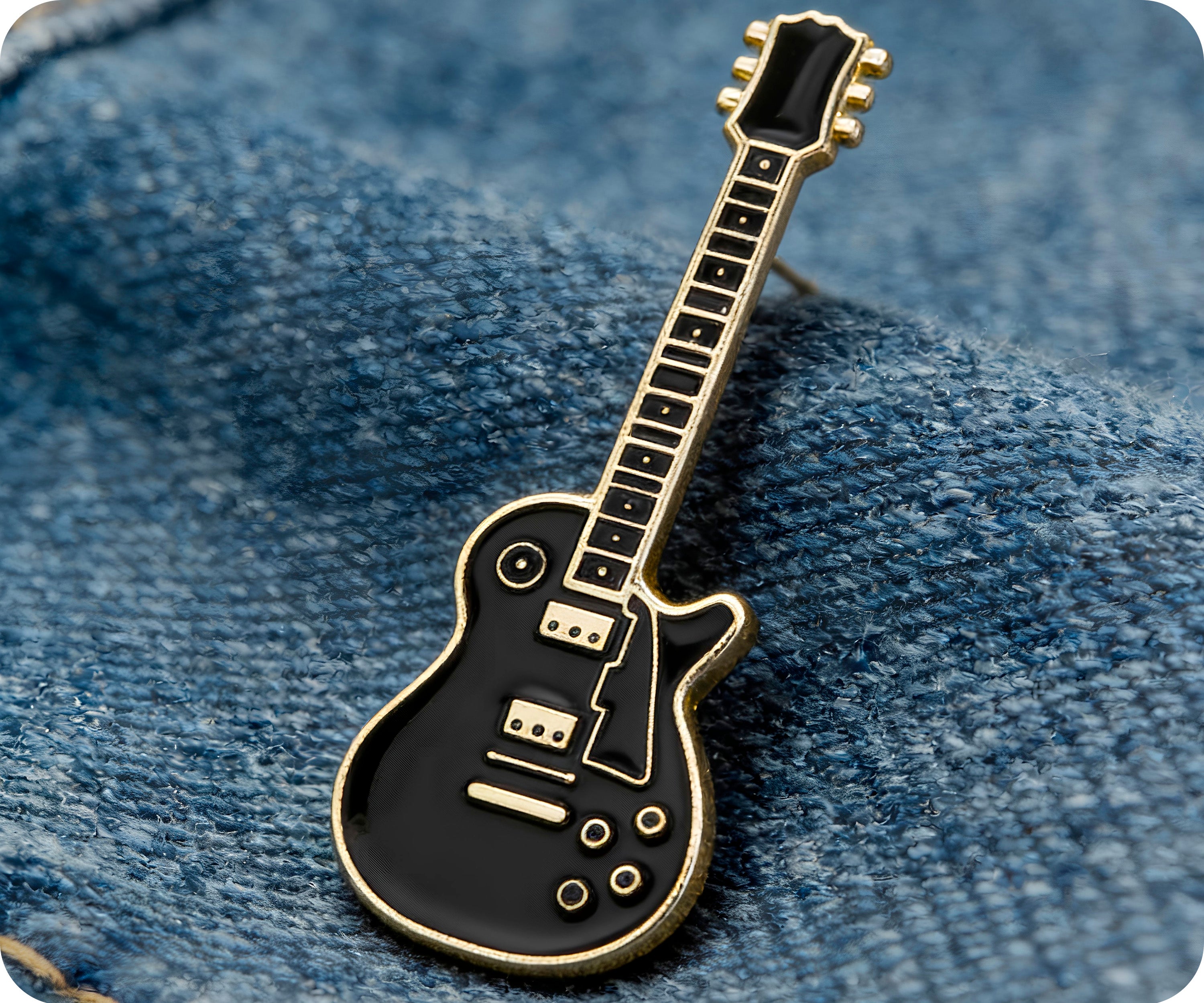 Black Electric Guitar Pin Badge