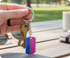 Progress Pride LGBTQI+ Flag Dog Tag Keyring | Metal Enamel