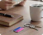 Progress Pride LGBTQI+ Flag Dog Tag Keyring | Metal Enamel