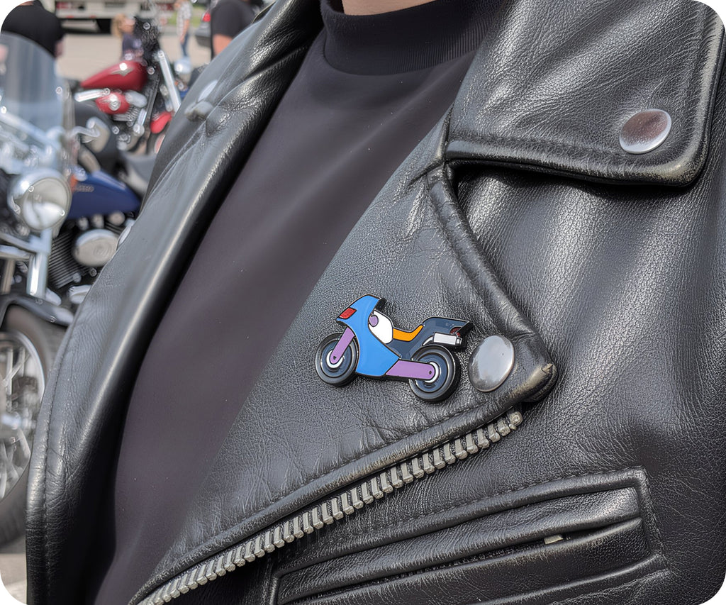 Cartoon Motorcycle Pin Badge