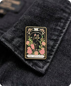 The Black Cat Tarot Card Enamel Lapel Pin Badge