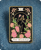 The Black Cat Tarot Card Enamel Lapel Pin Badge