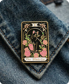 The Black Cat Tarot Card Enamel Lapel Pin Badge
