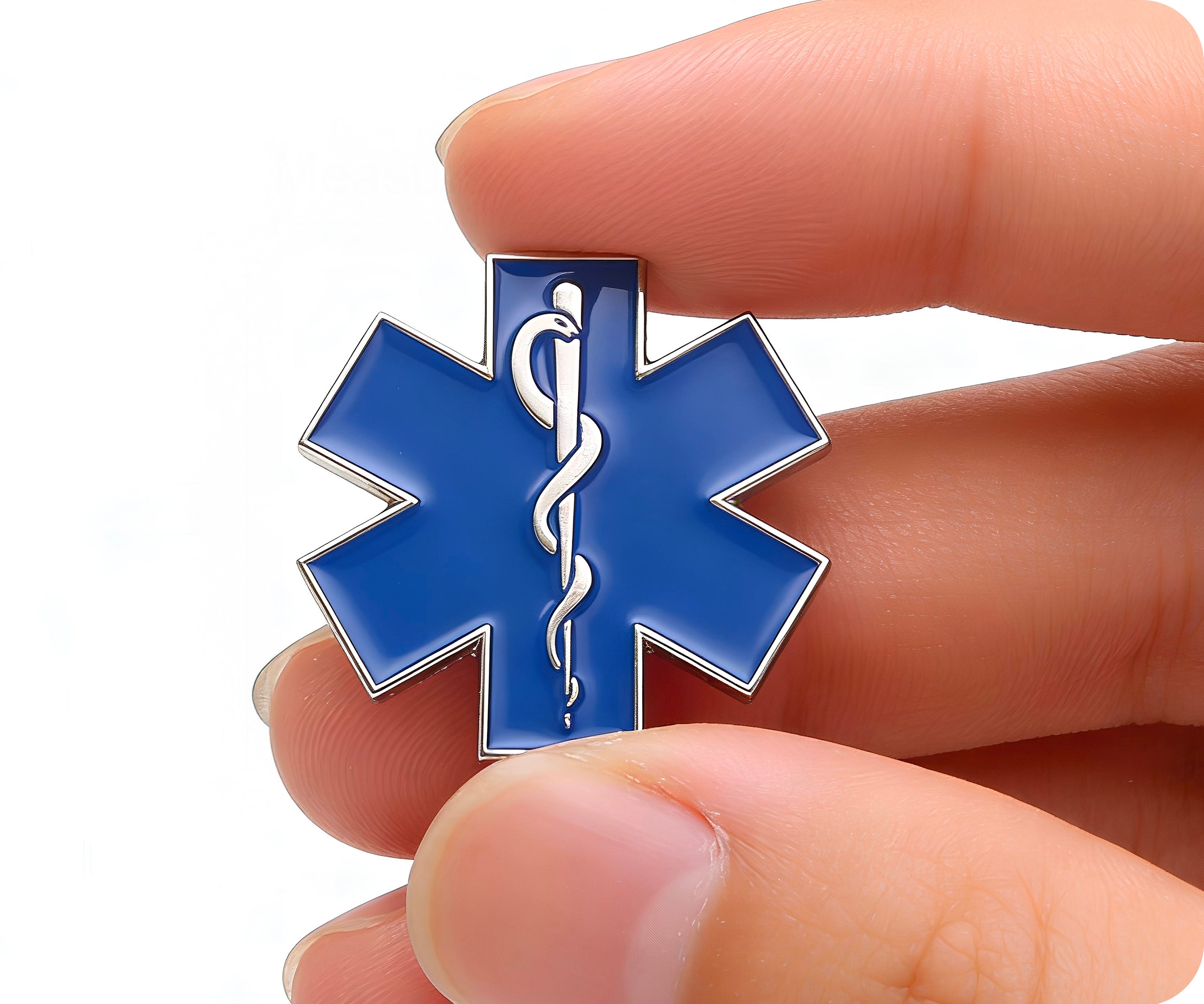 Insignia de pin con estrella de ambulancia médica azul Imagen secundaria del producto