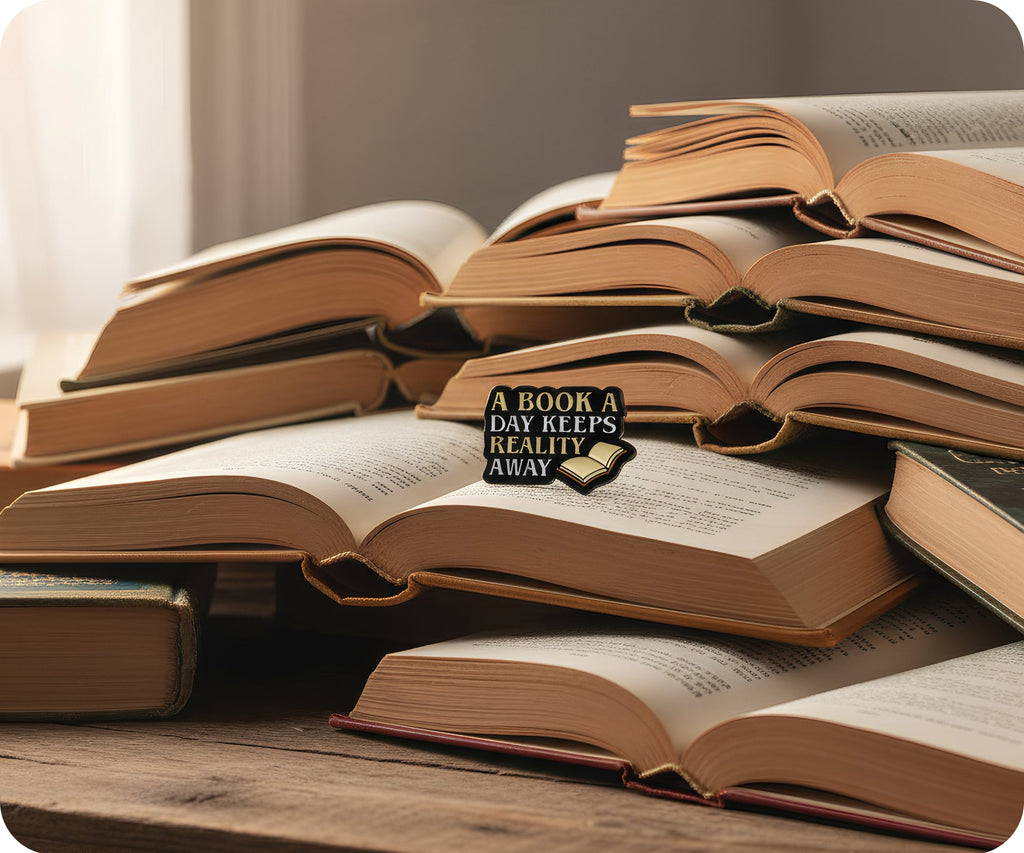 A Book A Day Keeps Reality Away Pin Badge