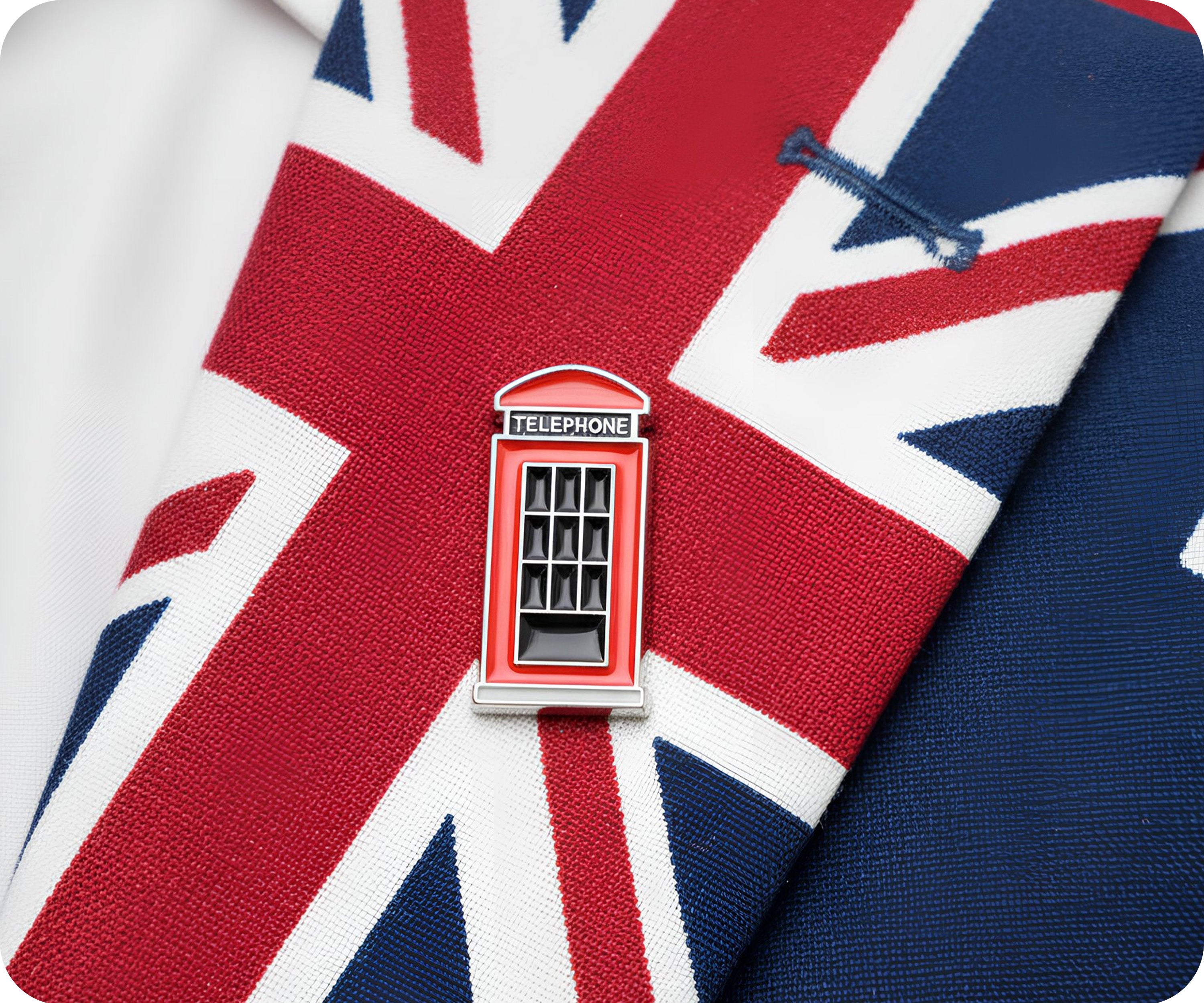 London Red United Kingdom Telephone Box Pin Badge