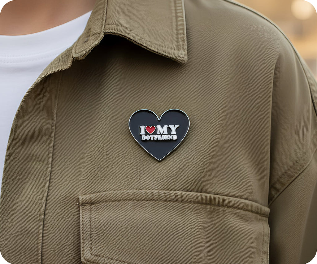 I Love My Boyfriend Heart Pin Badge