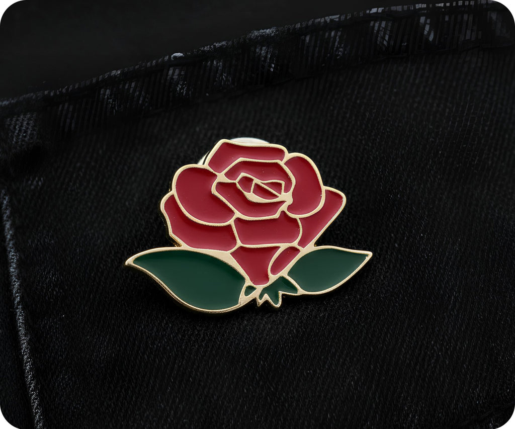 Red Rose Pin Badge