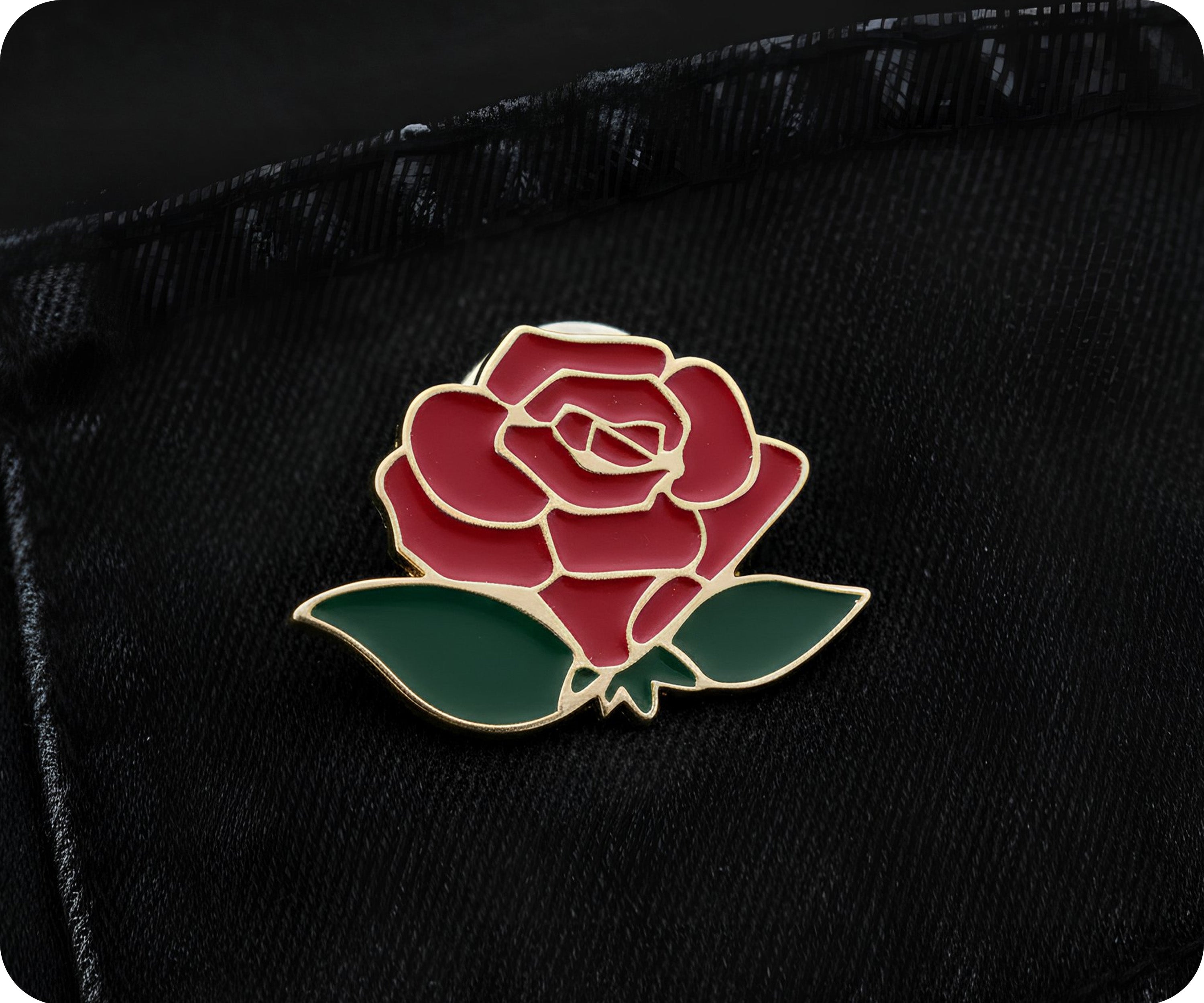Red Rose Pin Badge