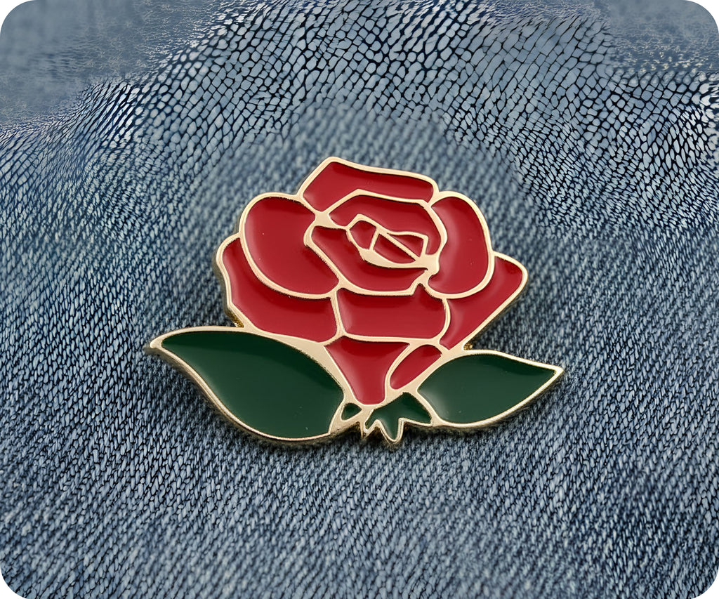 Red Rose Pin Badge