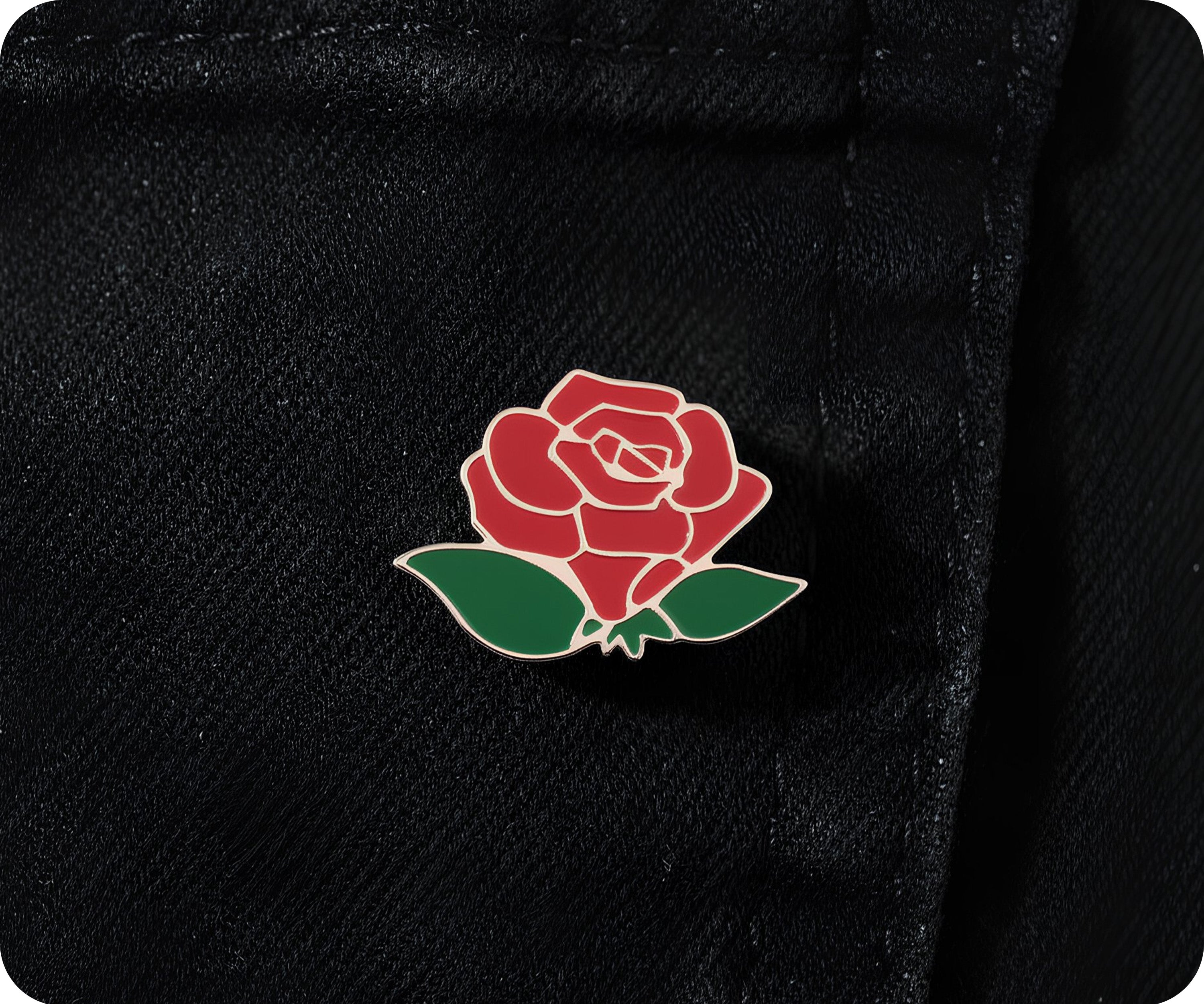 Red Rose Pin Badge