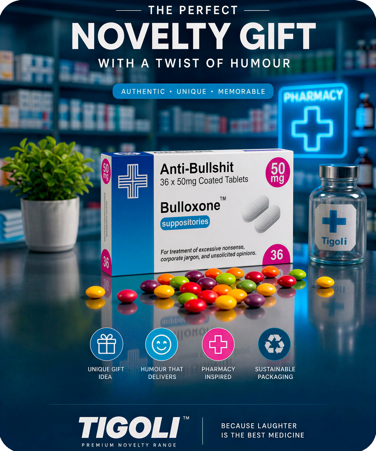 Anti-Bullshit Prescription Joke Sweets, 36g | Vegan & Vegetarian Secondary image