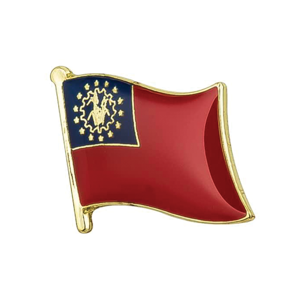 A pin badge featuring the flag of the Socialist Republic of the Union of Burma with a gold-plated metal butterfly clutch. © Tigoli® 2026 All Rights Reserved Panda Loco Ltd 