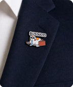 Business Cat Enamel Lapel Pin Badge