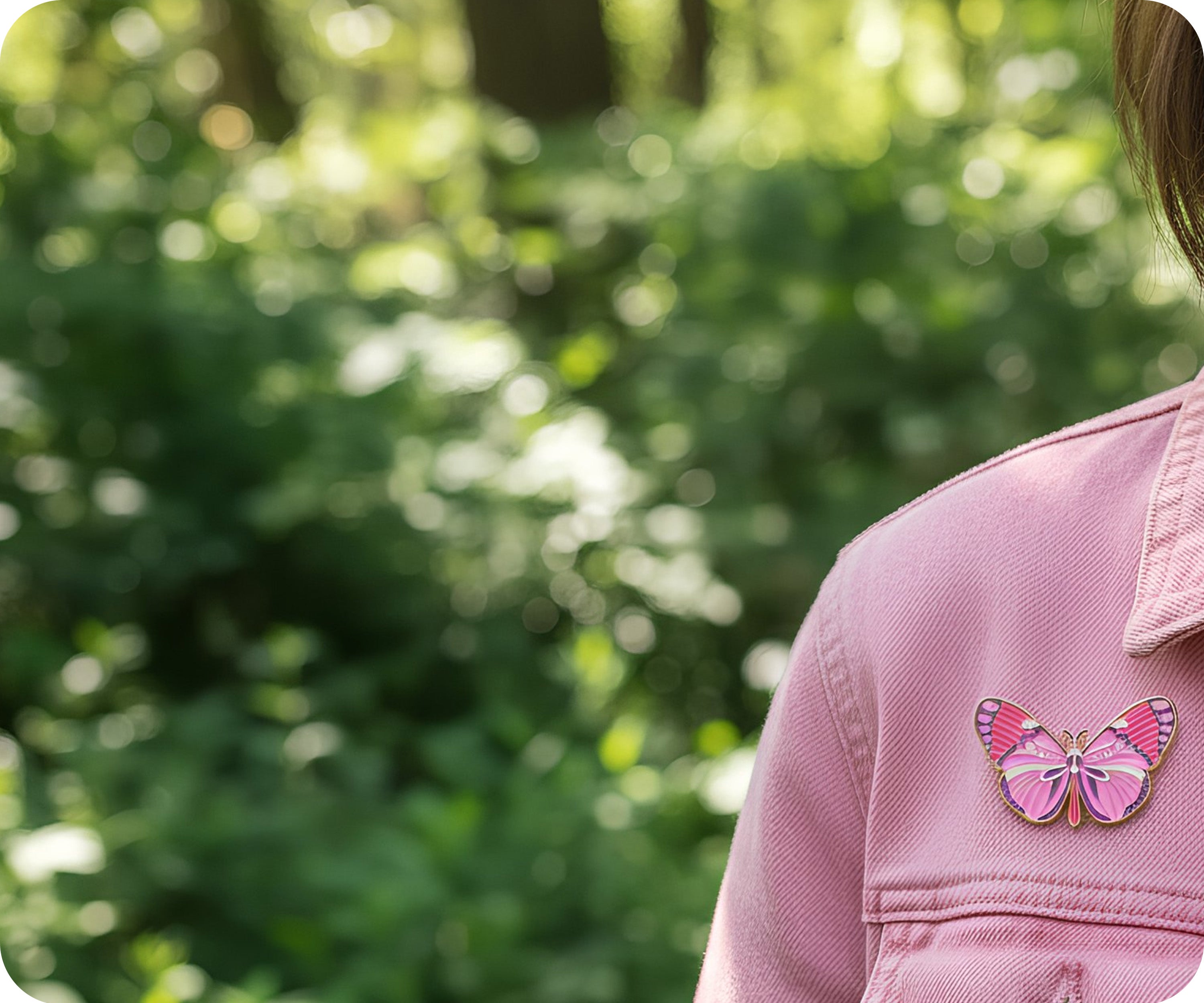 Pink Butterfly Pin Badge