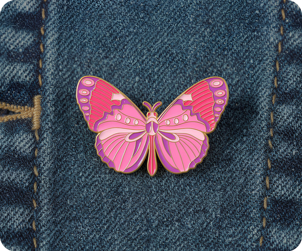 Pink Butterfly Pin Badge