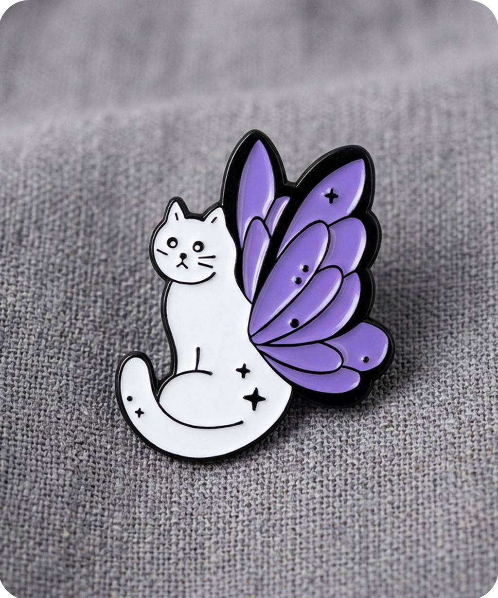 Fairy Cat Butterfly Wing Enamel Lapel Pin Badge