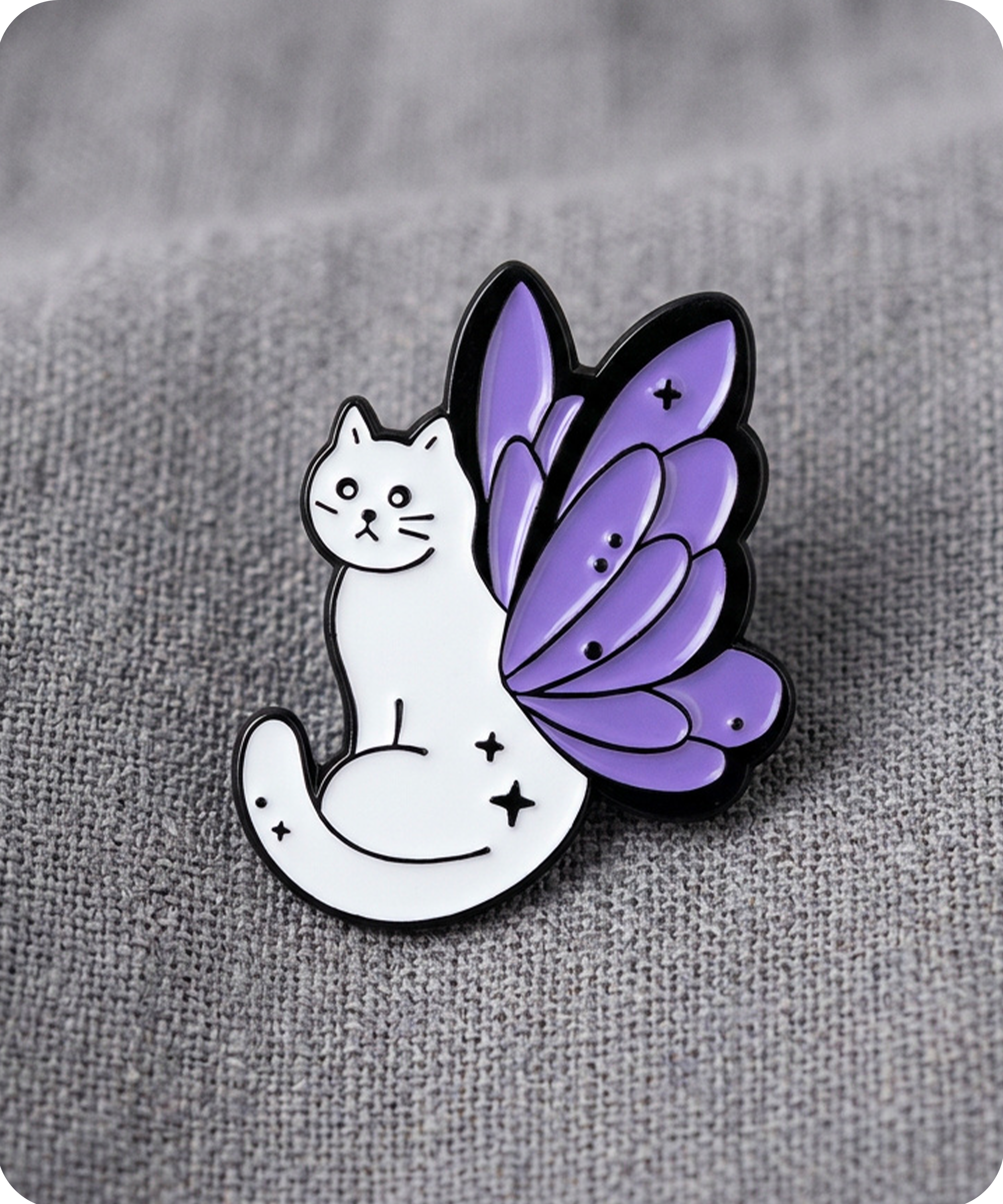 Fairy Cat Butterfly Wing Enamel Lapel Pin Badge