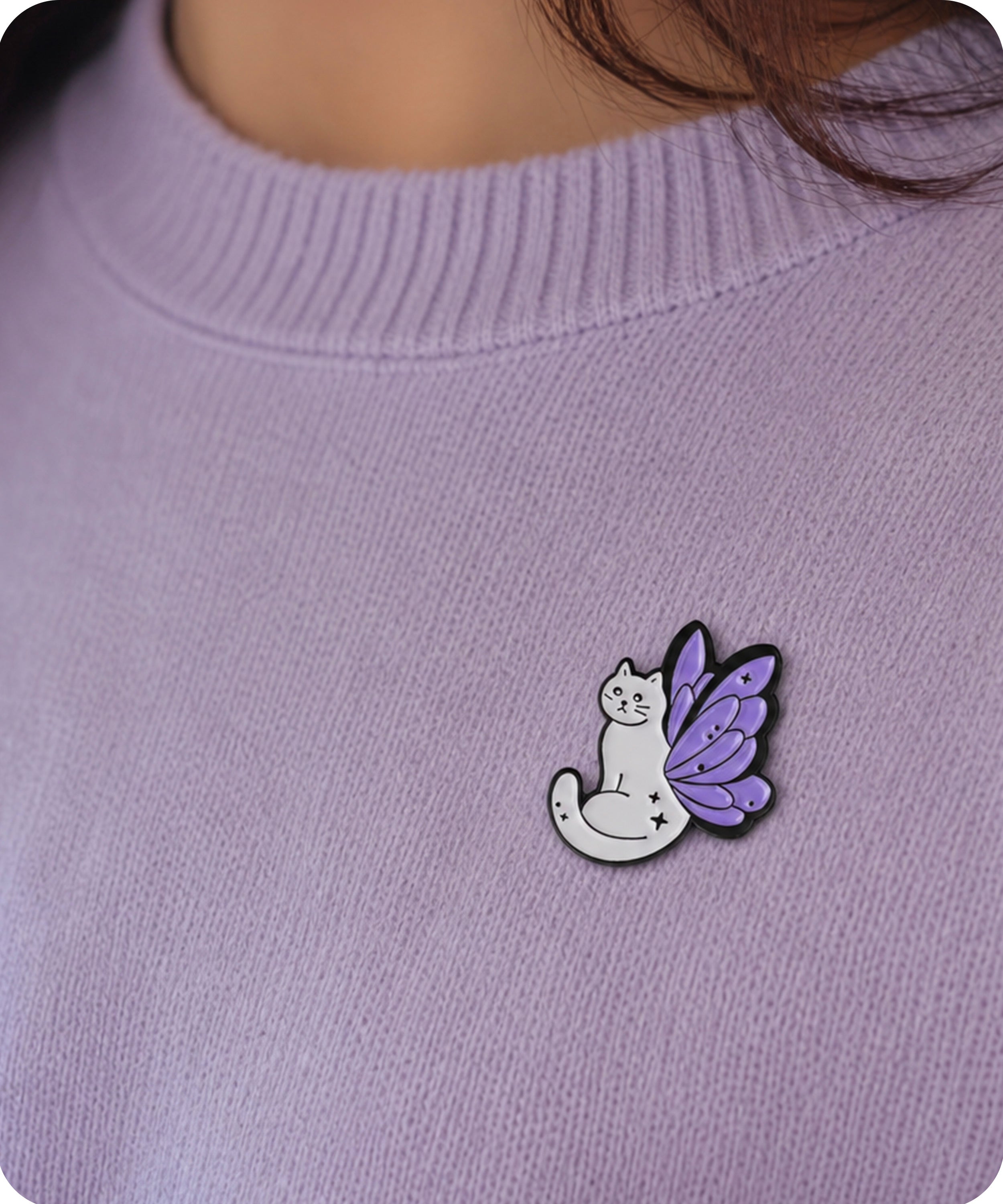 Fairy Cat Butterfly Wing Enamel Lapel Pin Badge