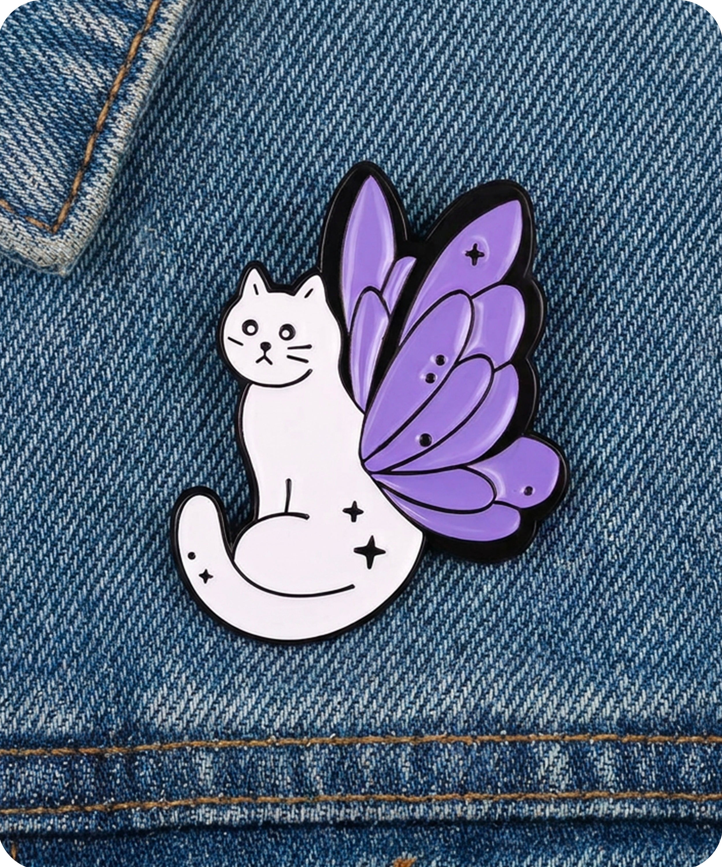 Fairy Cat Butterfly Wing Enamel Lapel Pin Badge