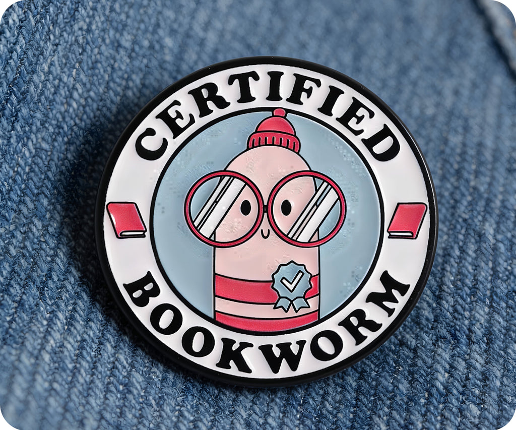 Insignia de alfiler "Ratón de biblioteca certificado leyendo libros"