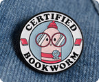 Insignia de alfiler "Ratón de biblioteca certificado leyendo libros"