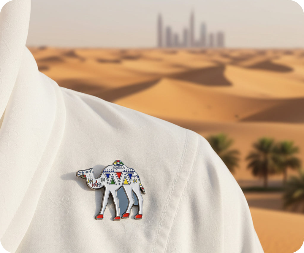 Arabian Camel Colour Pattern Pin Badge