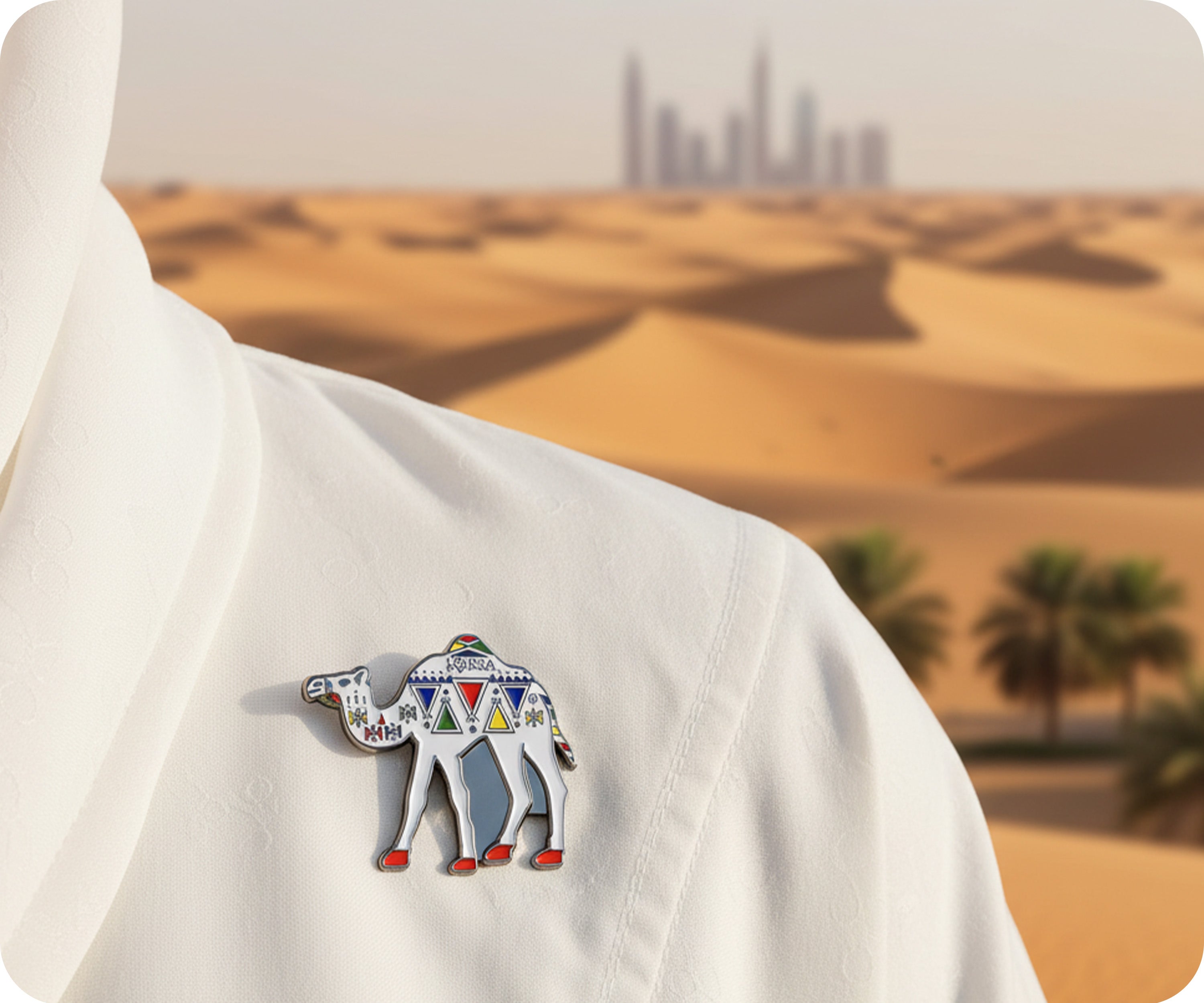 Arabian Camel Colour Pattern Pin Badge