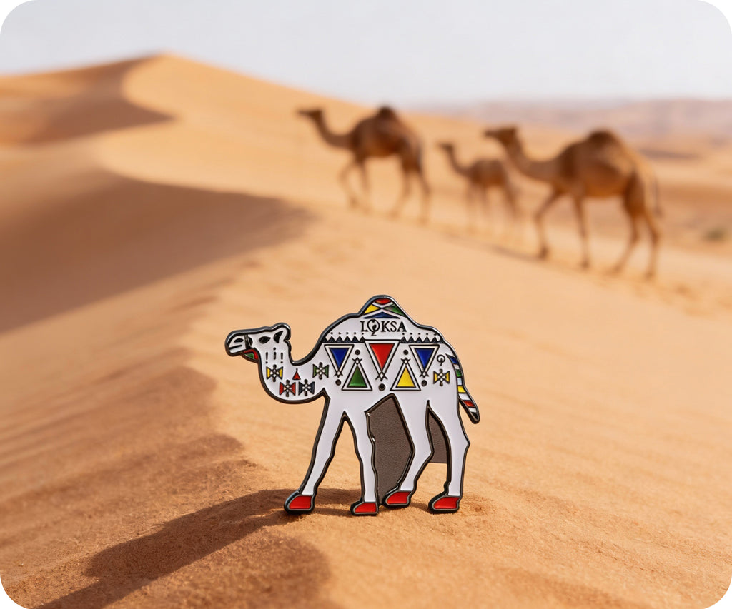 Arabian Camel Colour Pattern Pin Badge